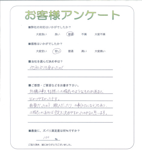 工事の感想を聞かせてください。