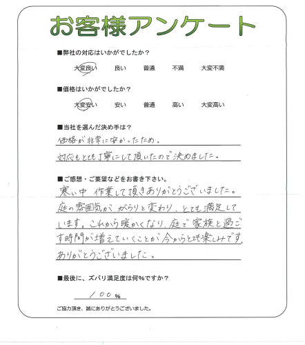 工事の感想を聞かせてください。