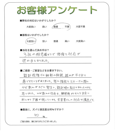 工事の感想を聞かせてください。