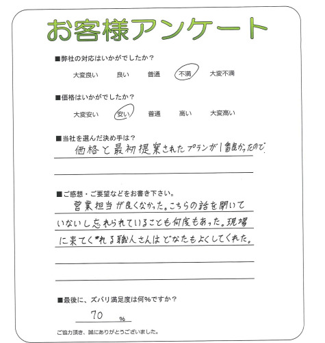 工事の感想を聞かせてください。