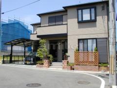レンガ調クローズ外構 カーポート1台