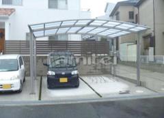 カーブポートシグマ2台用+サンクテラス屋根1階