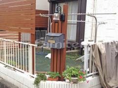 門柱 エントランス照明 郵便受けポスト 木製調目隠しフェンス塀