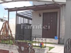 フル木製調テラス屋根 勝手口門扉 洗濯干し屋根