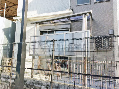 雨除け屋根 フラットテラス1階 目隠しパネル 特殊加工 斜めカット