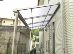 雨除け屋根 フラットテラス1階 特殊加工 斜めカット
