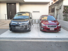 駐車場ガレージ床 土間コンクリート ピンコロ石目地 白ミカゲ