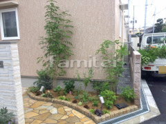 シンボルツリー シマトネリコ 常緑樹 下草 低木 植栽 ピンコロ石花壇