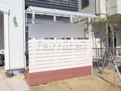 洗濯干し屋根 LIXILスピーネ1階 木製調目隠しフェンス塀