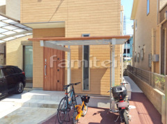 木製調自転車バイク屋根 三協ニューマイリッシュ 前下がり 逆勾配