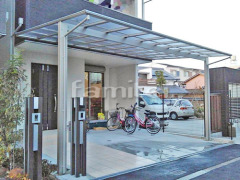 雨除け屋根 YKKエフルージュ大型テラス1階 ベランダ屋根 ヴェクター2階