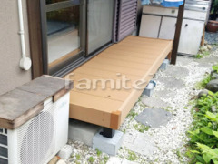 人工木ウッドデッキ YKKリウッドデッキ 洗濯干し屋根 ヴェクターテラス1階