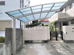 カーポート YKKレイナポート1台 目隠しフェンス塀 TAKASHO千本格子足付ユニット