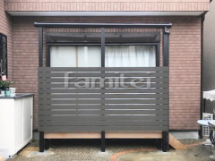 雨除け屋根 YKKヴェクター1階 目隠し板 人工木ウッドデッキ リウッドデッキ