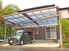 木製調カーポート 三協Uスタイル 梁置きタイプ 横2台
