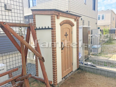 おしゃれ木製調FRP物置 ディーズガーデン カンナキュート 既存物置撤去