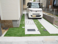 駐車場ガレージ床 土間コンクリート 人工芝
