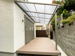 人工木材ウッドデッキ LIXILリクシル 樹ら楽ステージ(きらら) 樹脂 雨除け屋根 スピーネ 1階用 F型フラット屋根 物干し
