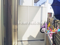 目隠しフェンス塀 LIXILプレスタ8型 2段柱 雨除け屋根 YKKソラリア1階