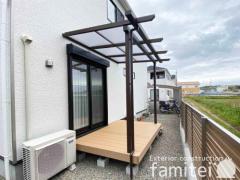 人工木デッキ LIXIL 人工木 樹ら楽ステージ 1階テラス屋根 (雨除け) YKKAP フル木製調 サザンテラス パーゴラタイプ フラット屋根 スタンダード 壁付