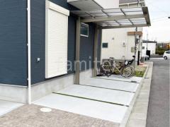 カーポート1台 (単棟) 三協アルミ ニューマイリッシュ 逆勾配 フラット屋根 前下がり屋根 駐車場ガレージ床 土間コンクリート仕上 伸縮目地