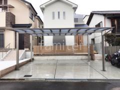 カーポート横2台 LIXIL ネスカF・フェンス YKKAP 木製調ルシアスF04型