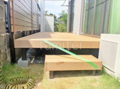 人工木材ウッドデッキ 洗濯干し屋根 目隠しフェンス塀