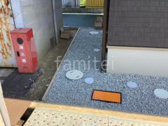犬走り 防犯砂利敷き バラス砕石 防草シート加工