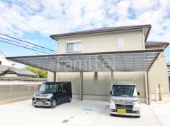 カーポート3台 (横ワイド トリプル) 四国化成 木製調 マイポートNext フラット屋根 後ろ柱