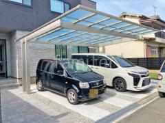 カーポート2台(ワイド) ツイン YKKAP エフルージュ FIRST EX フラット屋根 後ろ柱