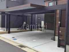 カーポート2台(ワイド) ツイン YKKAP 木製調 ジーポートPro 積雪30cm対応 フラット屋根 折板屋根