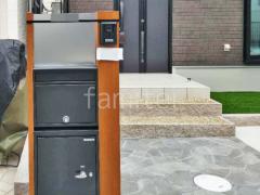 宅配ボックス門柱 (機能門柱 ) YKKAP 木製調 ルシアスポストユニットPC01型