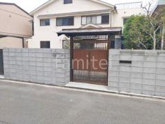 玄関門扉 三協アルミ 志貴野 基本タイプ たて板戸 両開き 門塀コンクリートブロック