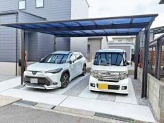 カーポート2台(ワイド) ツイン YKKAP エフルージュ FIRST フラット屋根