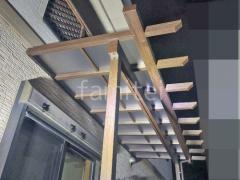 1階テラス屋根 (雨除け) YKKAP フル木製調 サザンテラス パーゴラタイプ フラット屋根 スタンダード 壁付